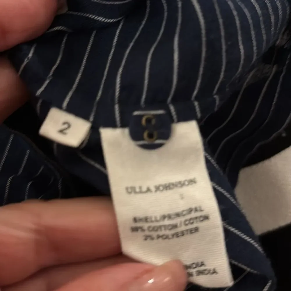 Ulla Johnson Striped Navy Top with Puff Sleeves, US2